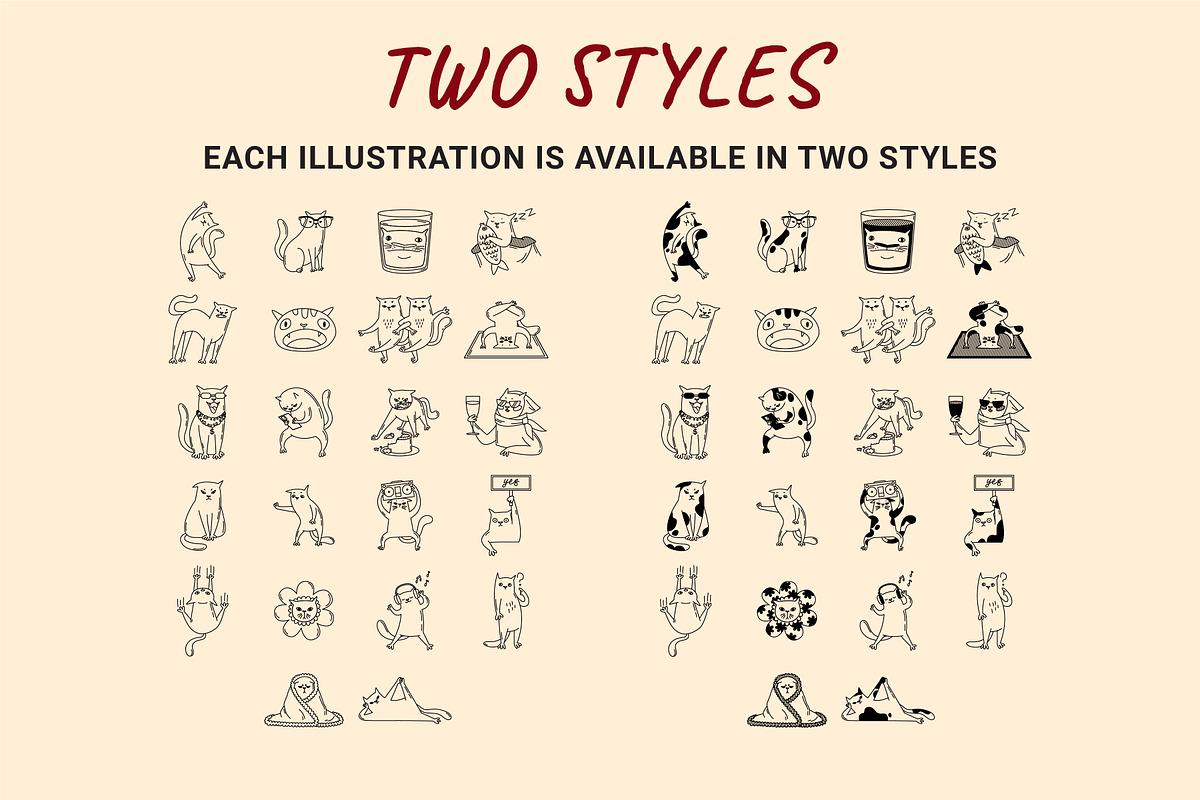 22 Funny cats vector illustration 1, an Animal Illustration by Yanakicc (Photo 7 of 10)
