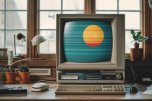 Cun graphic on CRT monitor, an Illustration by wavebreak