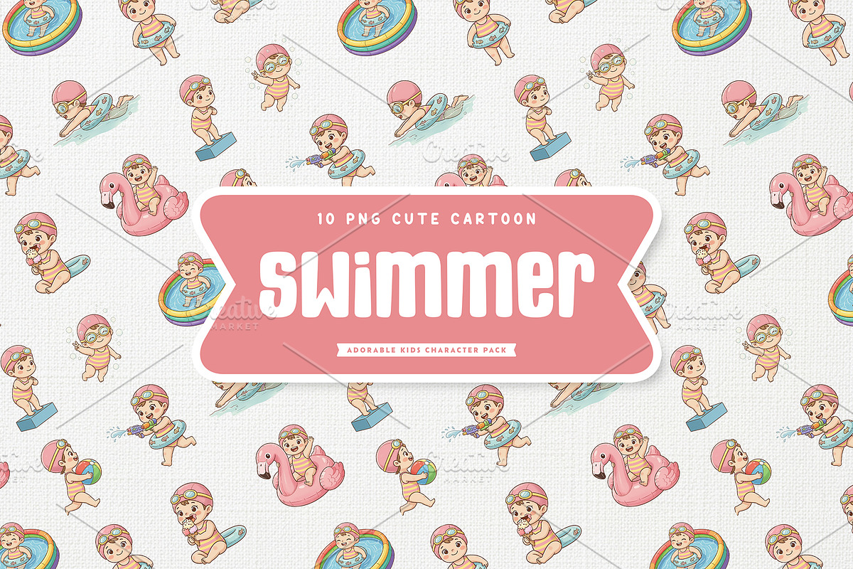 Cheerful Swimmer Kid Cute Character, a Sport Illustration by Gohsantosa (Photo 2 of 4)