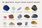 30 Watercolor Stone Illustrations, a Decorative Illustration by Roooar Studio (Thumbnail 2 of 8)