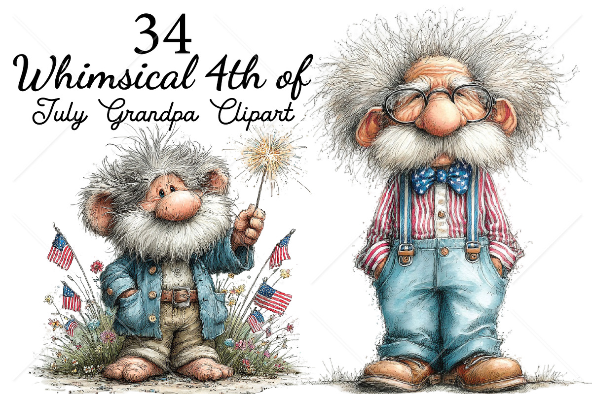 Whimsical 4th of July Grandpa PNG, a Seasonal Illustration by Canvas Craft (Photo 1 of 10)