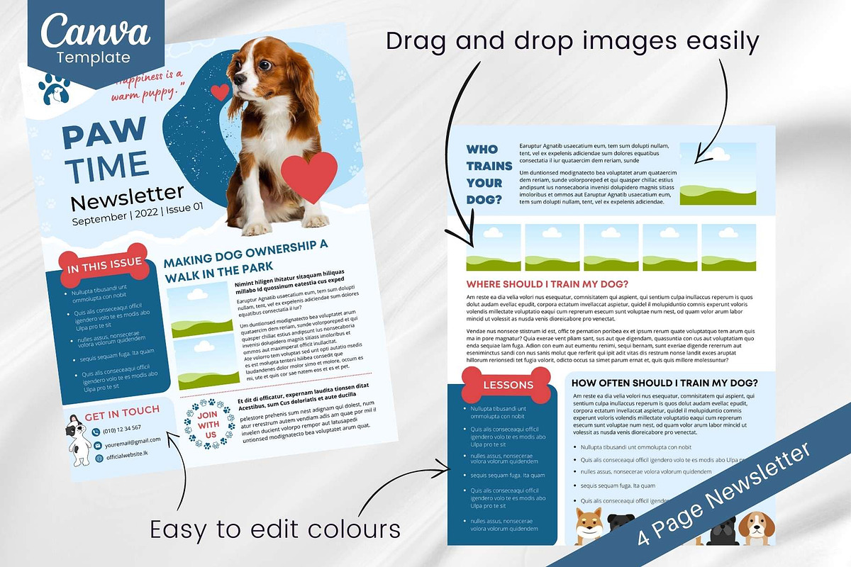 Canva Newsletter Template Dogs Pets, an Email Template by PixelCraft (Photo 3 of 15)