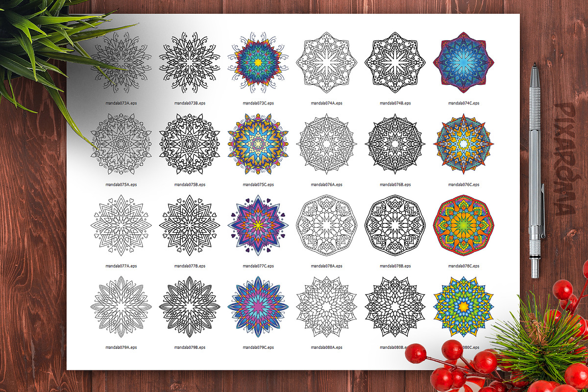 Mandala Vector Ornaments Bundle, a Decorative Illustration by pixaroma (Photo 37 of 43)