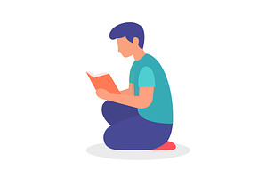 Young man sitting on knees while, an Education Illustration by GraphiShop
