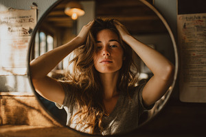 Woman brushing hair, a Person Photo by Virgo Studio