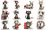 Whimsical Christmas Cats Clipart, an Illustration by OK Design (Thumbnail 3 of 6)