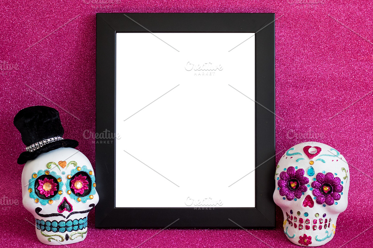Candy Skull Mockup with Glitter, a Holiday Photo by kissandmockup (Photo 2 of 2)