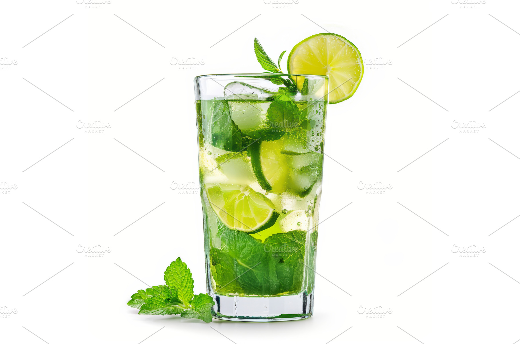 A refreshing mojito in a tall glass, a Food & Drink Photo by piter.goskov