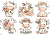 Watercolor Cute Cow Clipart, an Animal Illustration by Creative Art (Thumbnail 2 of 7)