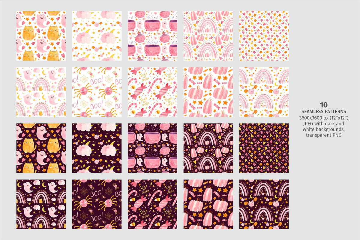 Pink Halloween Clipart & Patterns, a Decorative Illustration by Valin Malin (Photo 7 of 14)