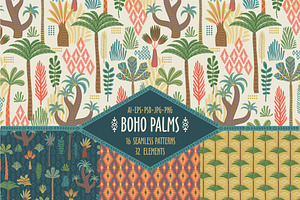 Boho Palms. Patterns & Elements