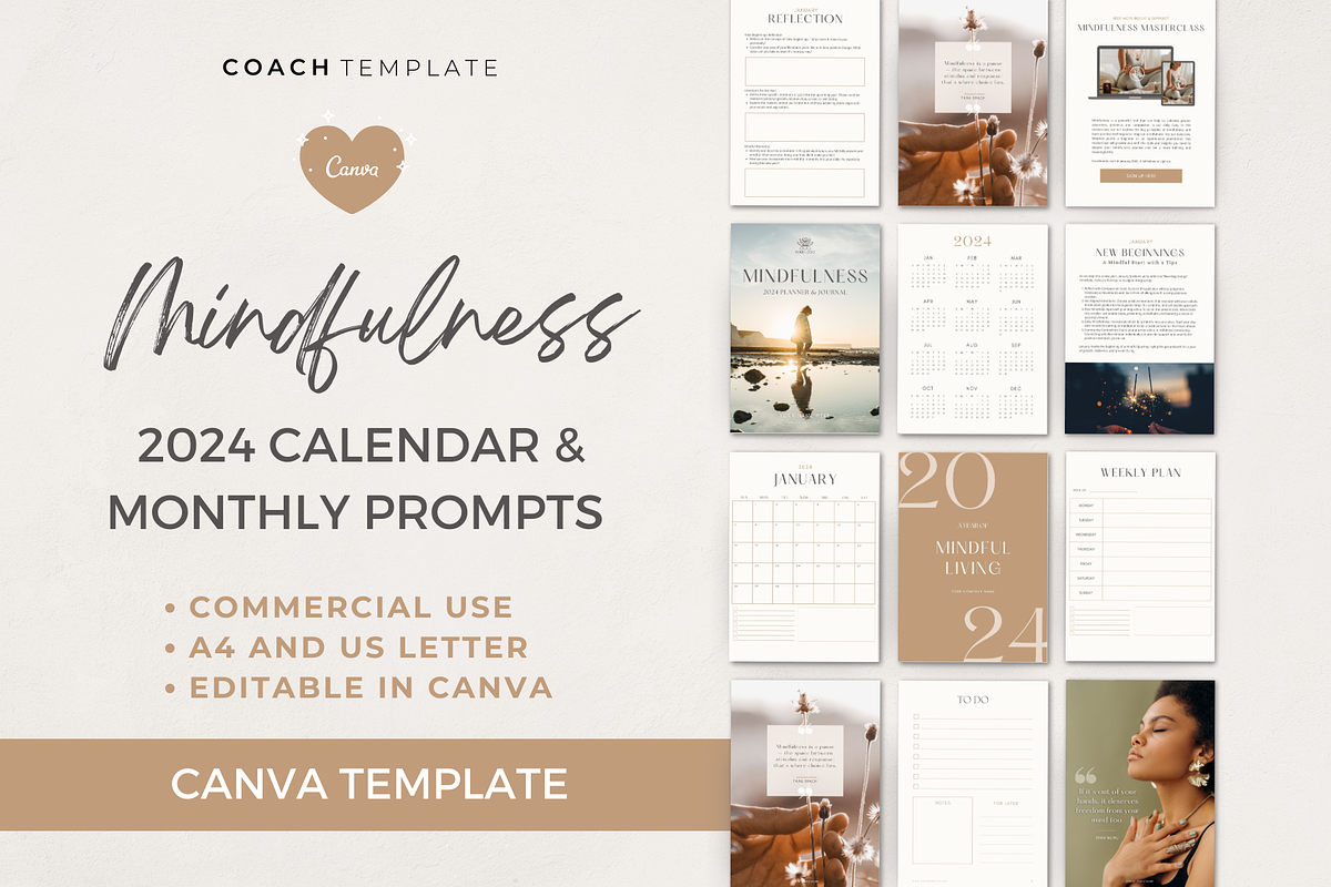 Mindfulness Monthly Prompts Workbook, a Marketing Template by COACHTEMPLATE (Photo 1 of 10)