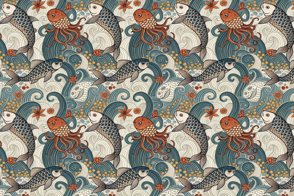 Seamless Pattern Set Sea Creatures, a Pattern Graphic by Designs by Helen Trupak (Photo 5 of 11)