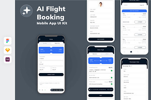 AI Flight Booking Mobile App UI Kit, an UI Kit Template by uicube