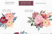 Burgundy Blush Navy Flowers Clipart, an Illustration by Essem Creatives (Thumbnail 3 of 7)