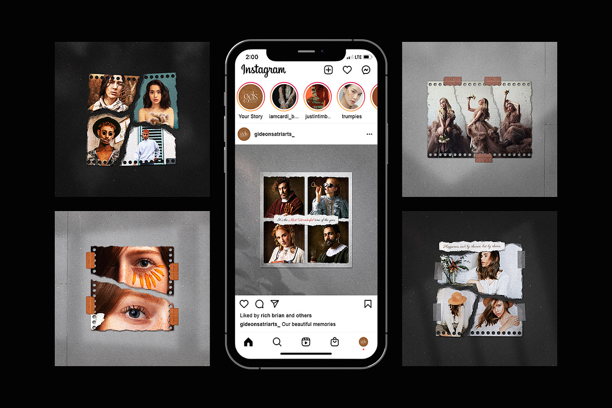 Torn Photo Paper Frames IG Templates, a Social Media Template by DVLOOP MOCKUP (Photo 2 of 7)