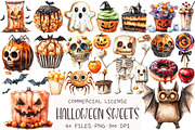 Watercolor Halloween Sweets Clipart, an Illustration by OK Design (Thumbnail 1 of 5)