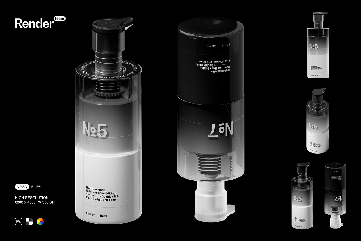 Dispenser Bottle Mockup, a Packaging Mockup by Renderteam (Photo 1 of 8)