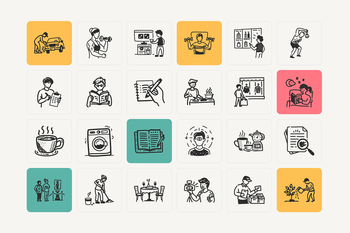 Daily Lifestyle Animations Set, an Outline Icon by Brickclay (Photo 3 of 5)