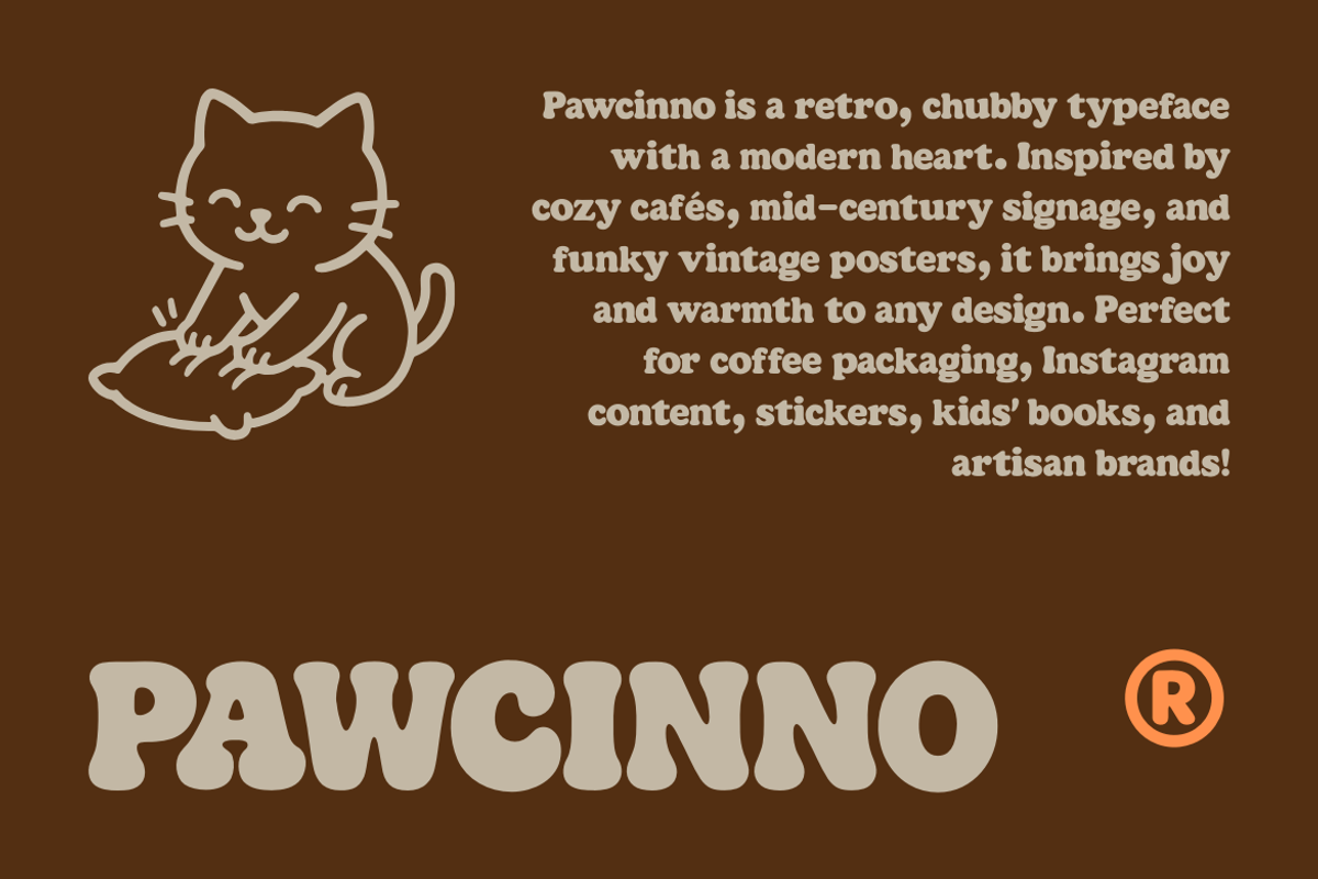 Pawcinno – Playful Retro Bubble Font, a Sans Serif Font by Creacy Studio (Photo 2 of 11)
