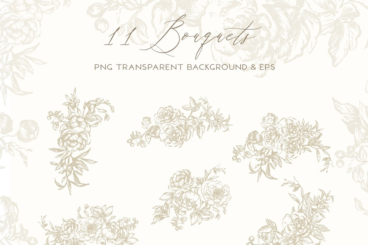 Vintage Peony - Flowers Line Art, a Decorative Illustration by BlumenSoul (Photo 2 of 9)