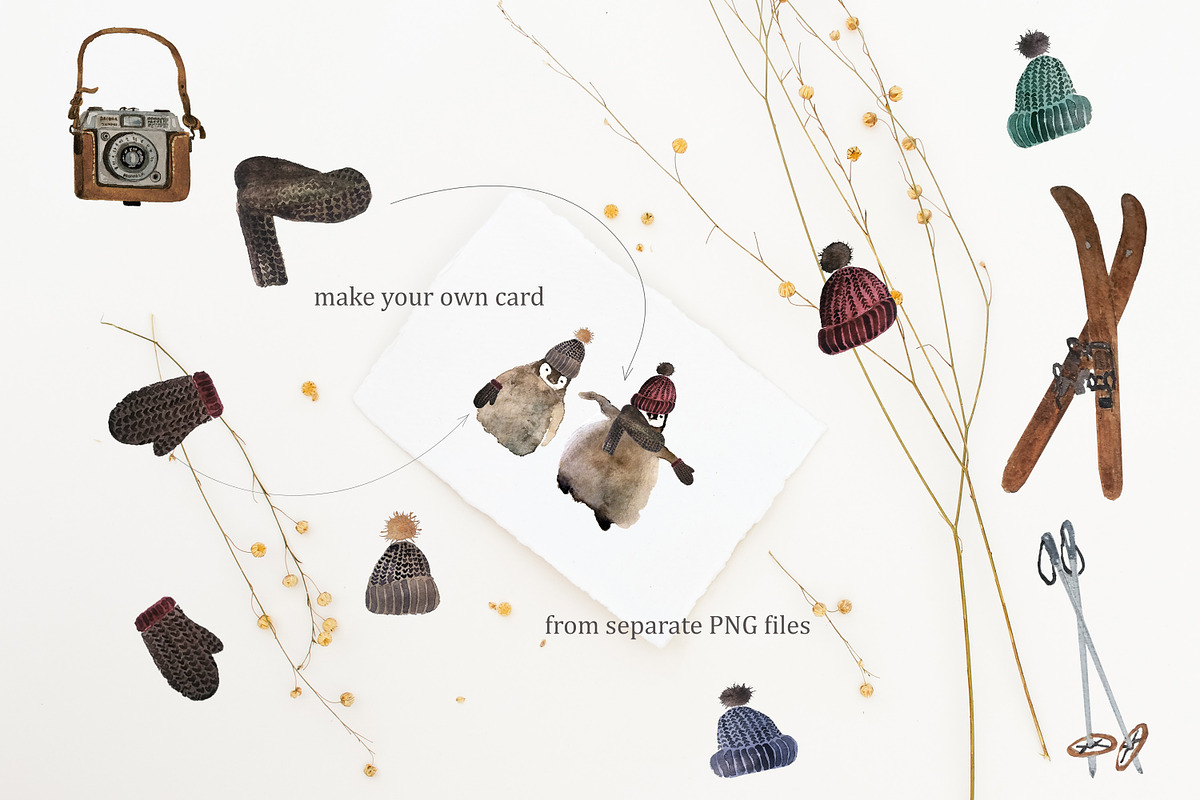 Cute penguins chicks watercolor set., an Animal Illustration by Bychovsky design (Photo 2 of 9)