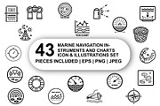 Marine navigation instruments Icons, an Outline Icon by Nurlan's shop (Thumbnail 1 of 6)