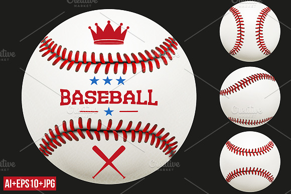Set of Baseball Ball. Vector+JPEG preview 4