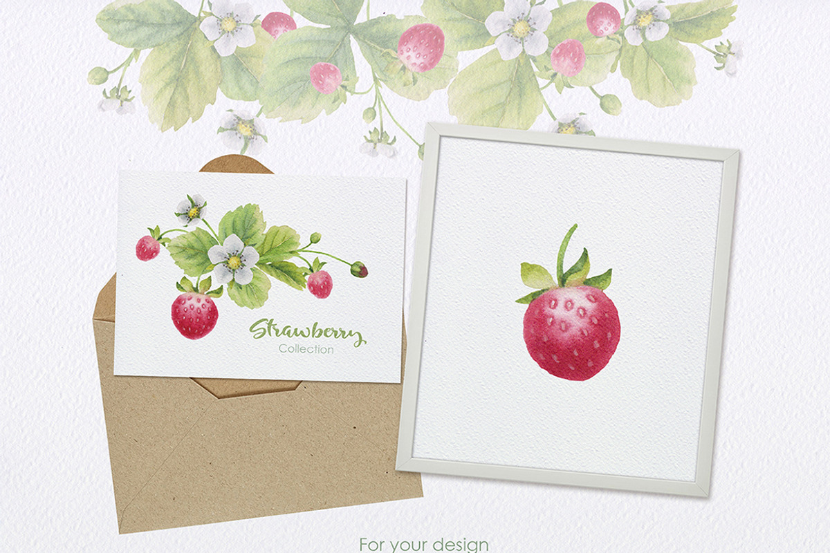 Strawberries watercolor, a Food Illustration by oKOLOstyle (Photo 5 of 5)