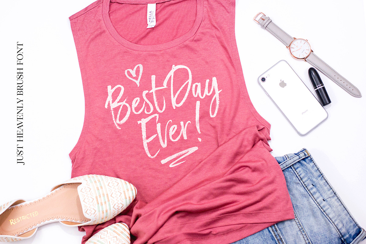 Just Heavenly Brush Font & Extras, a Script Font by Nicky Laatz (Photo 3 of 12)