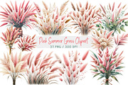 Pink Summer Grass Clipart, an Illustration by DreamArtGraphic (Thumbnail 1 of 4)