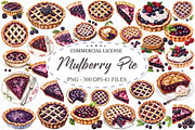 Watercolor Mulberry Pie Clipart, an Illustration by designcity5 (Thumbnail 1 of 5)