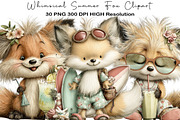 Whimsical Summer Fox Clipart, an Illustration by Black Bird Studio (Thumbnail 1 of 5)