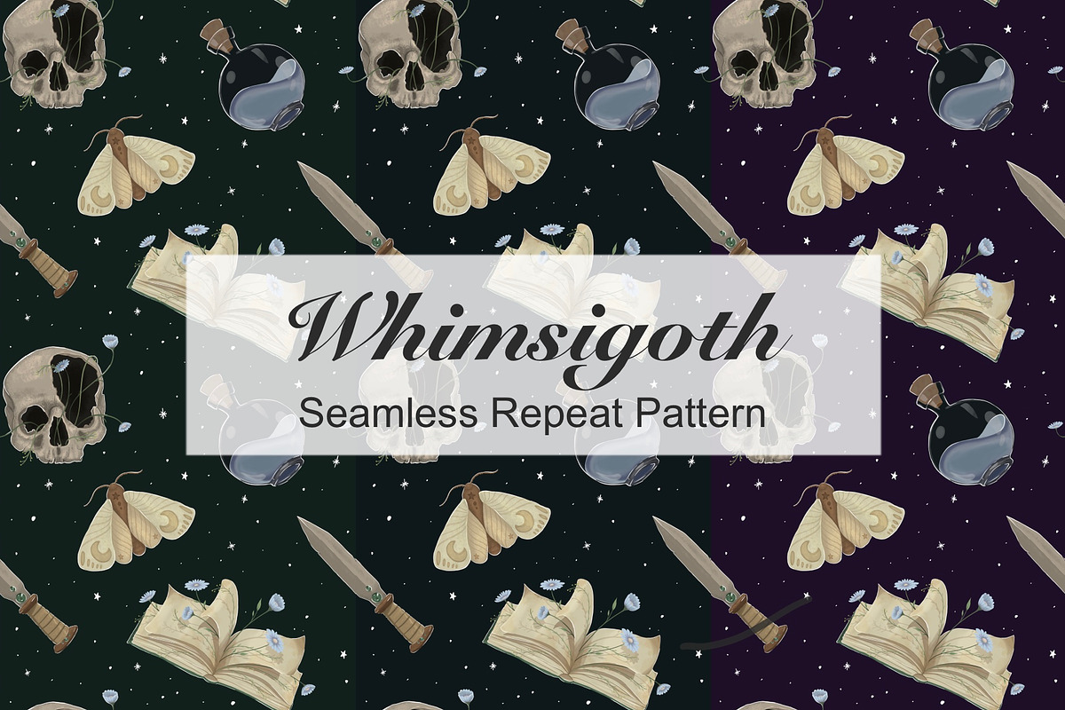 Whimsigoth Seamless Repeat Pattern, a Pattern Graphic by Forest Lily (Photo 1 of 9)