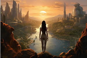 Prehistoric Woman Future City