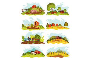 Farm landscape set. Collection, an Illustration by Things for designers