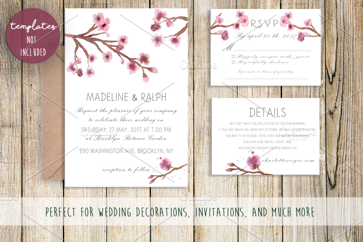Cherry Blossoms- Watercolor clipart, an Illustration by MaraquelaStudio (Photo 5 of 7)