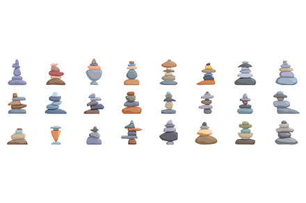 Balancing stone icons set. Set of, an Illustration by Ylivdesign