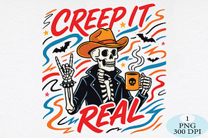 Halloween Skeleton Creep It Real PNG, a Seasonal Illustration by Daily.Designs