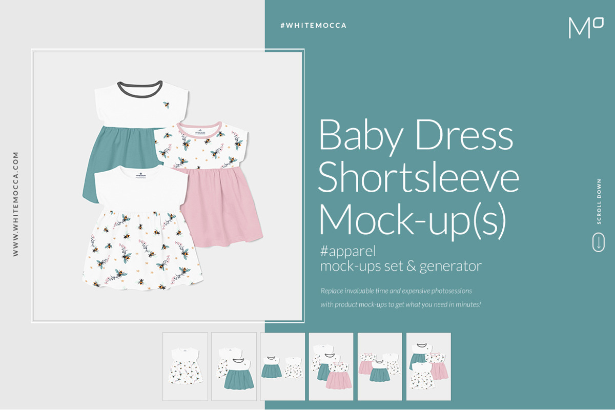 Baby Shortsleeve Dress Mock-ups Set, a Bottom Mockup by Mocca Mockups Store (Photo 1 of 2)