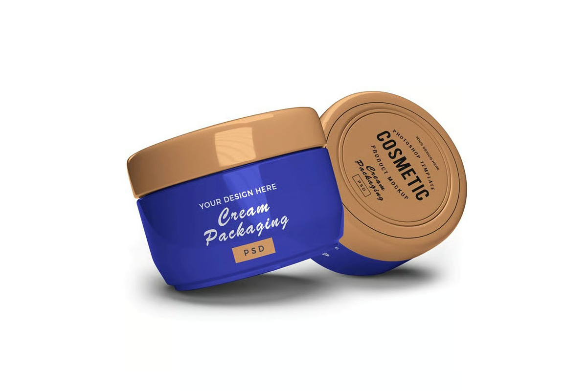 Cosmetic Cream Jar Mockup Template, a Packaging Mockup by DesignRushMarket (Photo 2 of 11)