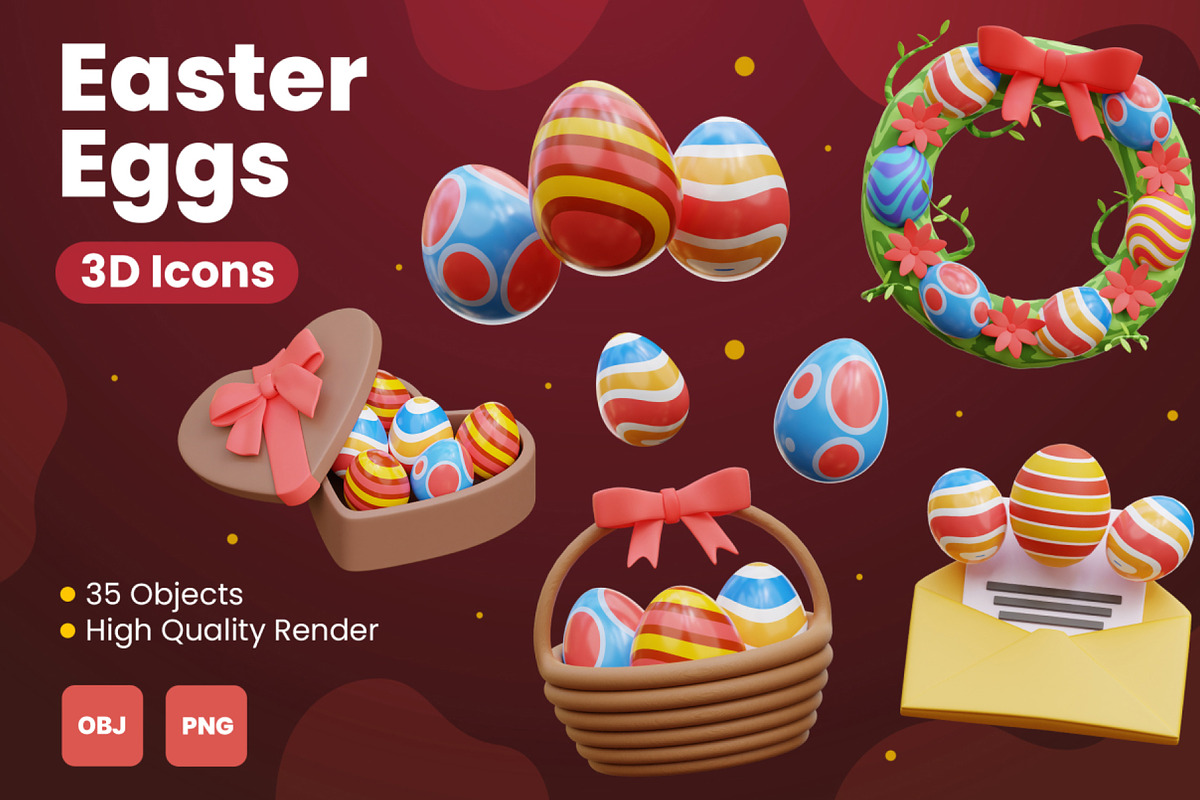 Easter Eggs 3D Icons, an Object 3D Model by Rakata Studio (Photo 1 of 7)