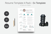 Resume/CV Template 4 Pack, a Resume Template by Rystudio (Thumbnail 1 of 5)