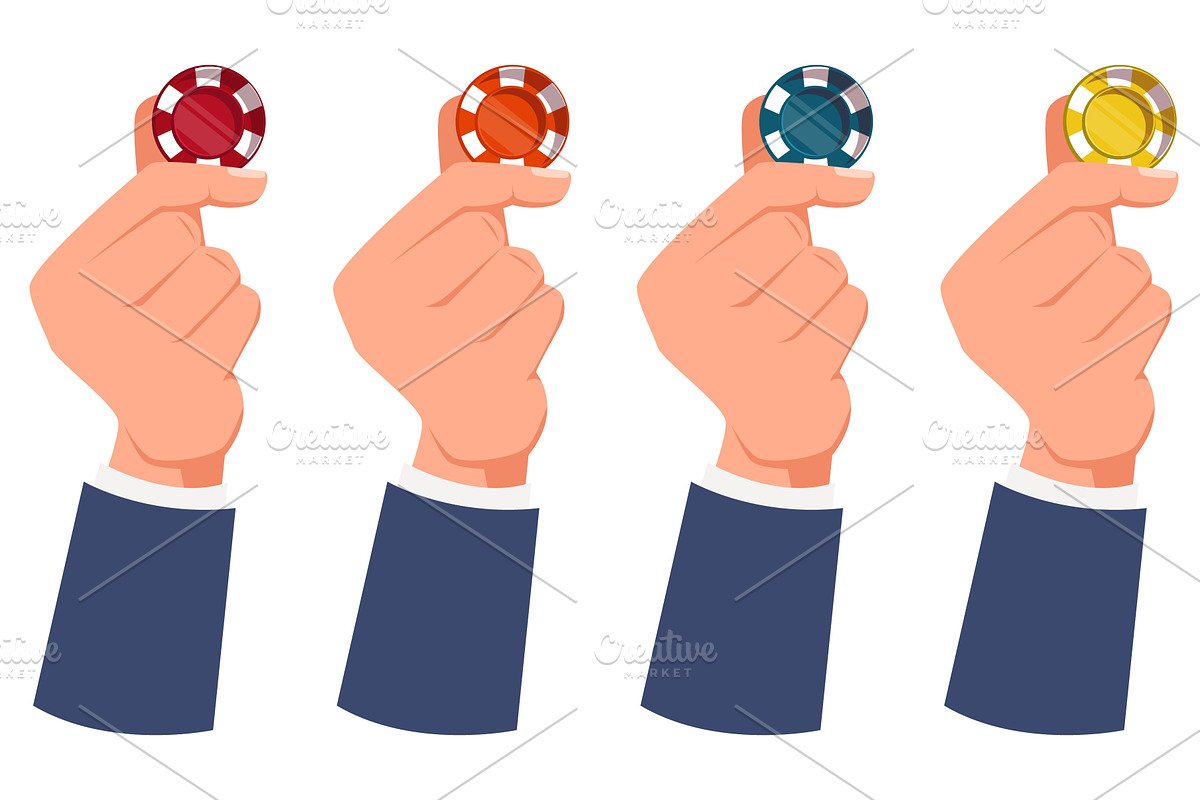 Mens hands hold colorful casino, a Person Illustration by Vectorbuum