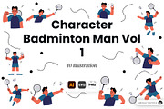 Character Badminton Man Vol 1, a Sport Illustration by SLAB! Design (Thumbnail 1 of 3)