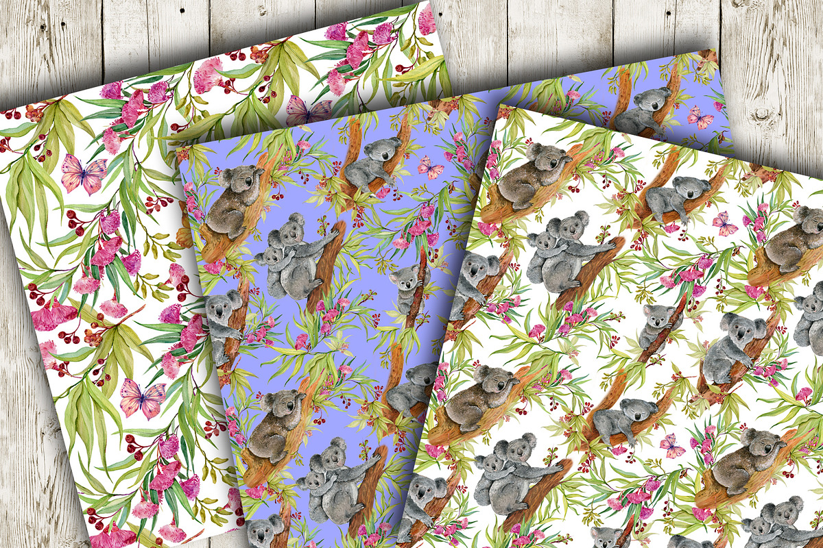 Cute Koalas. Seamless  patterns, a Pattern Graphic by MitrushovaArt (Photo 4 of 10)