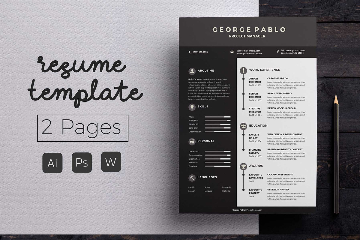 Resume & CV Template, a Resume Template by Hito Graphic (Photo 1 of 8)