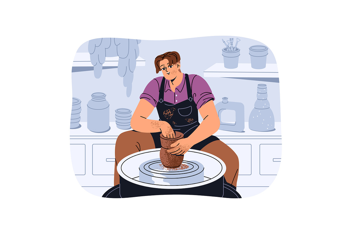 People do ceramics, pottery workshop, a Person Illustration by PaperTrident (Photo 8 of 10)