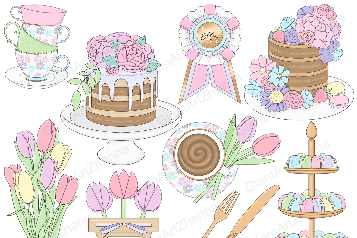 Mother's Day Pastel Clipart, an Illustration by GlamArtZhanna (Photo 2 of 5)