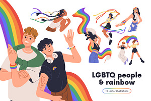 LGBTQ people & rainbow flags set, a Person Illustration by Good Studio
